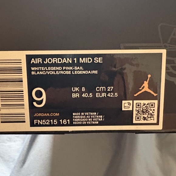 Jordan High Top Sneakers in Pink and White - Picture 3 of 10